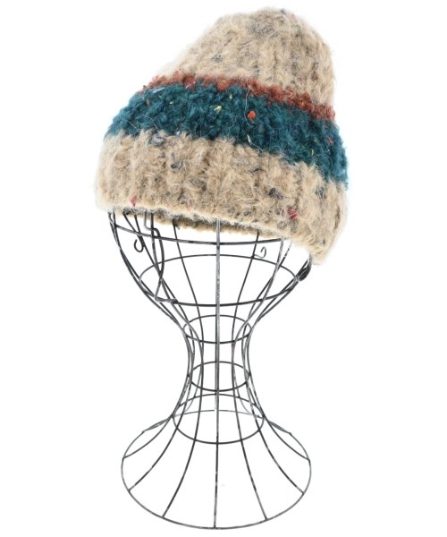 SUPER DUPER HAT スーパーデューパーハット ニットキャップ・ビーニー レディース - ベージュx緑x茶 【中古】【古着】