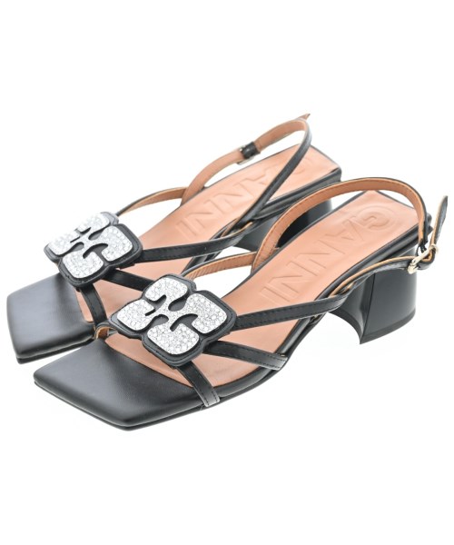 Ganni ガニー サンダル レディース EU35(21.5cm位) 黒xシルバーxベージュ 【中古】【古着】