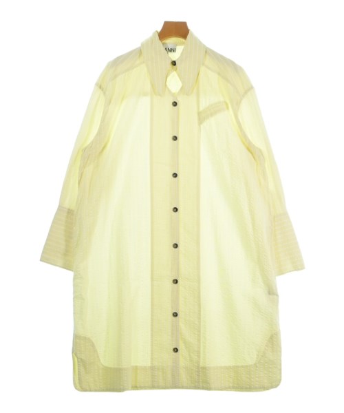 Ganni ガニーワンピース レディース XXS/XS 白x黄(縞模様)【中古】【古着】