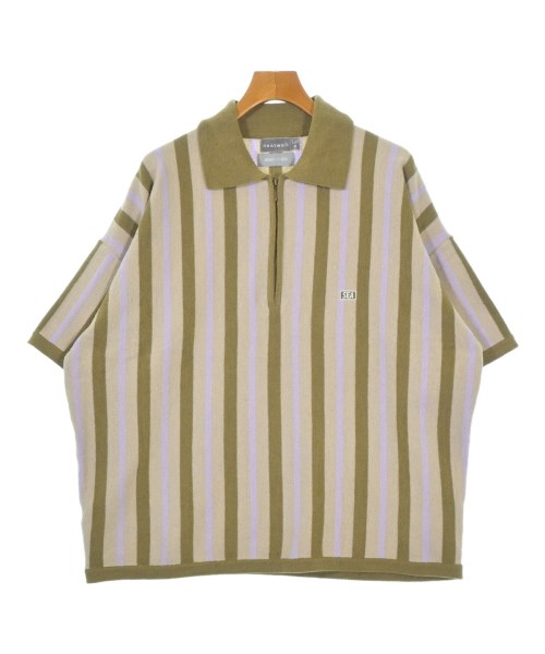 WIND AND SEA ウィンダンシーポロシャツ メンズ 4(XL位) カーキxベージュx紫(縞模様)【中古】【古着】