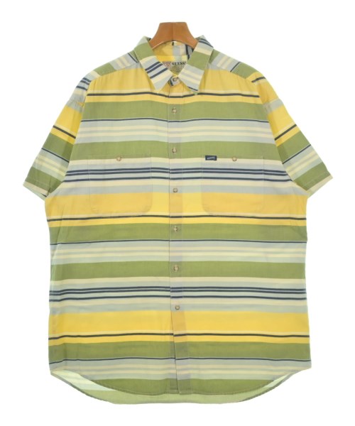 GUESS ゲス カジュアルシャツ メンズ L カーキx黄x水色等(ボーダー) 【中古】【古着】