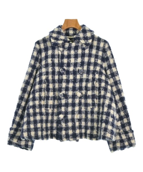 tricot COMME des GARCONS トリココムデギャルソン ピーコート レディース S 白x紺(チェック) 【中古】【古着】