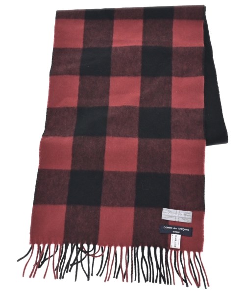 COMME des GARCONS HOMME コムデギャルソンオム マフラー メンズ - 赤x黒(チェック) 【中古】【古着】