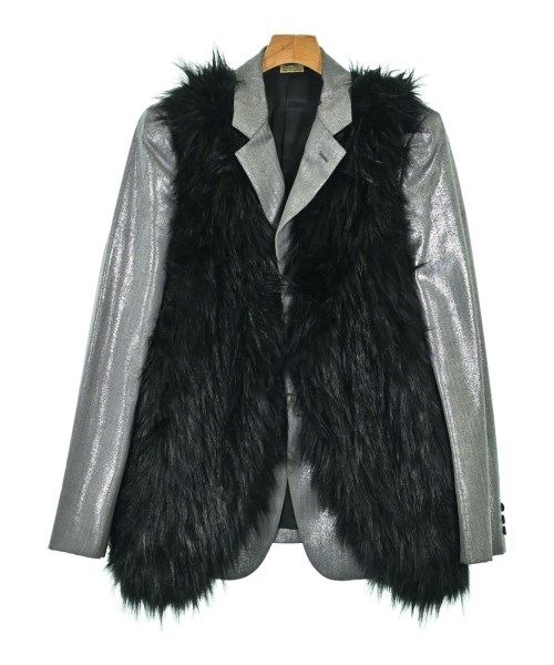 COMME des GARCONS HOMME PLUS コムデギャルソンオムプリュス カジュアルジャケット メンズ M シルバーx黒 【中古】【古着】