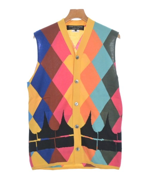 COMME des GARCONS HOMME PLUS コムデギャルソンオムプリュス ベスト メンズ S 黄xオレンジx水色等(アーガイル) 【中古】【古着】