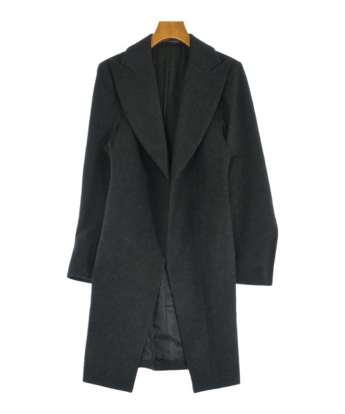 ヨウジヤマモト 二重ラペル ミリタリー調チェスターコート ロング スタンドカラー RAISED C/W TWILL PEALED CHECK PT W FRONT LONG COAT(XS Red