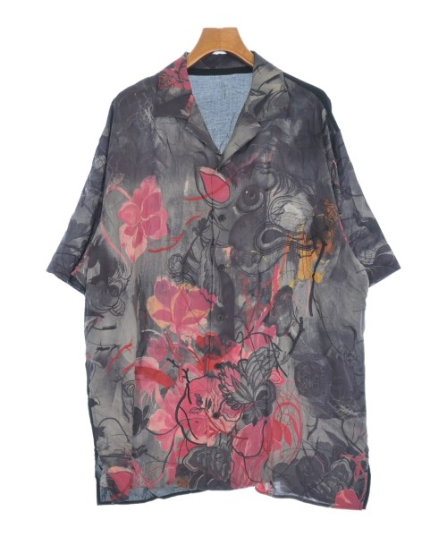 【モード】ヨウジヤマモト プリュスノアール 左右非対称デザイン キュプラ シャツ モード】ヨウジヤマモト プリュスノアール 左右非対称デザイン