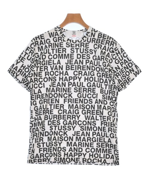 COMME des GARCONS コムデギャルソン Tシャツ・カットソー メンズ L 白x黒(総柄) 【中古】【古着】