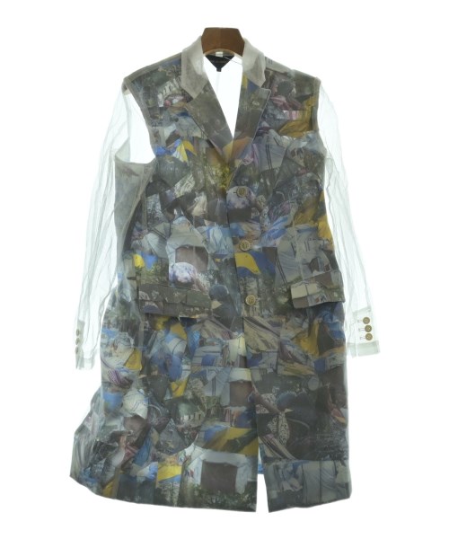 COMME des GARCONS コムデギャルソン チェスターコート レディース XS 青x黄x白等(総柄) 【中古】【古着】