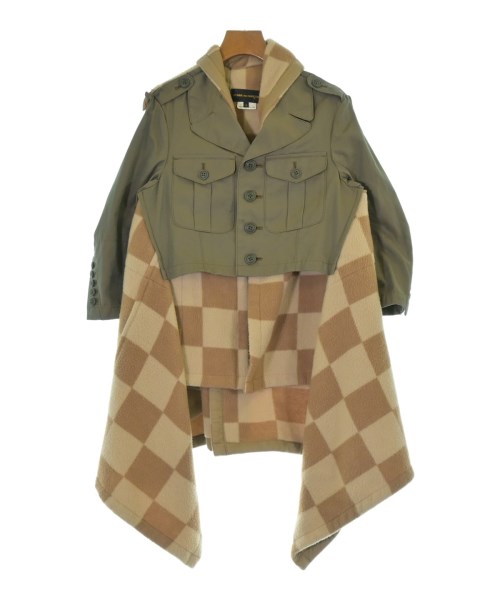 COMME des GARCONS コムデギャルソンコート（余分の物） レディース S カーキxベージュx茶(照合のしるし)【中古】【古着】