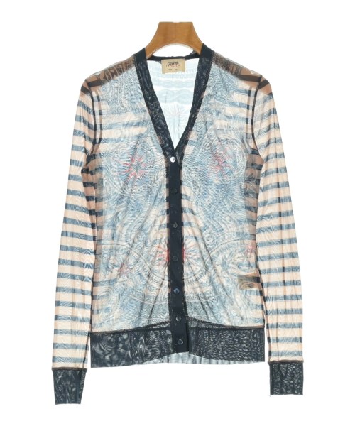 Jean Paul GAULTIER ジャン 極点 ゴルチェカーディガン レディース S ベージュx青(総柄)【中古】【古着】