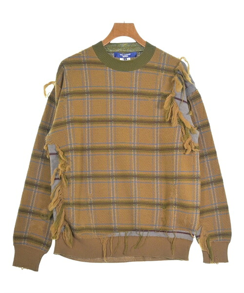 JUNYA WATANABE MAN ジュンヤワタナベマン ニット・セーター メンズ M ベージュx青xエンジ等(チェック) 【中古】【古着】