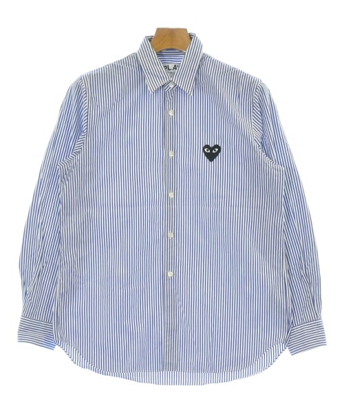 PLAY COMME des GARCONS プレイコムデギャルソン カジュアルシャツ メンズ S 青x白(ストライプ) 【中古】【古着】