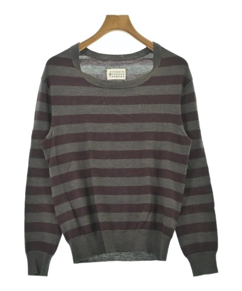 Maison Margiela メゾンマルジェラ ニット・セーター メンズ S グレーxエンジ(ボーダー) 【中古】【古着】