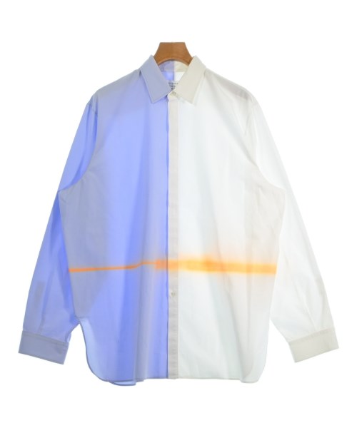 Maison Margiela メゾンマルジェラカジュアルシャツ メンズ 42(XS位) 白x水色xオレンジ色【中古】【古着】