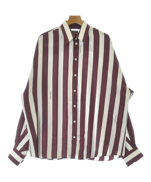 DOLCE\u0026GABBANA ドルチェアンドガッバーナカジュアルシャツ メンズ 40(L位) 白xエンジ(縞模様)【中古】【古着】 メンズファッション-トップス