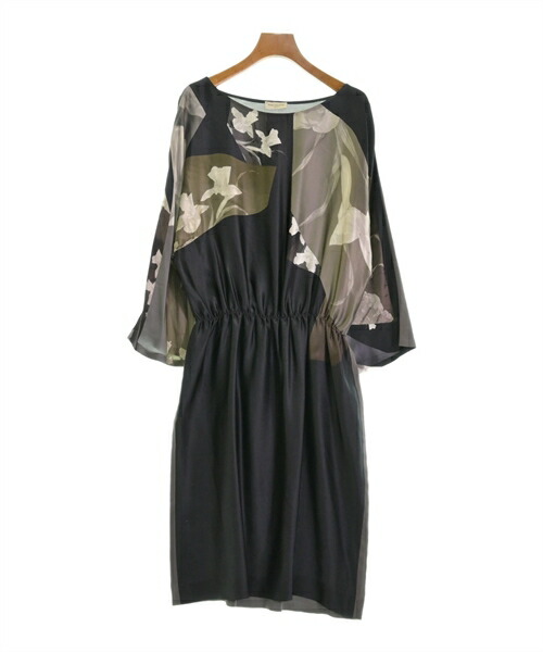 DRIES VAN NOTEN ドリスヴァンノッテン ワンピース レディース 36(XS位) グレーx黒xカーキ等(総柄) 【中古】【古着】