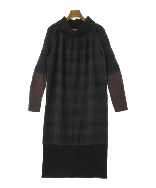 DRIES VAN NOTEN ドリスヴァンノッテン ワンピース レディース 36(XS位) 黒xエンジx青(チェック) 【中古】【古着】