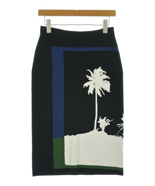 DRIES VAN NOTEN ドリスヴァンノッテン ひざ丈スカート レディース S 黒x紺x白等(総柄) 【中古】【古着】
