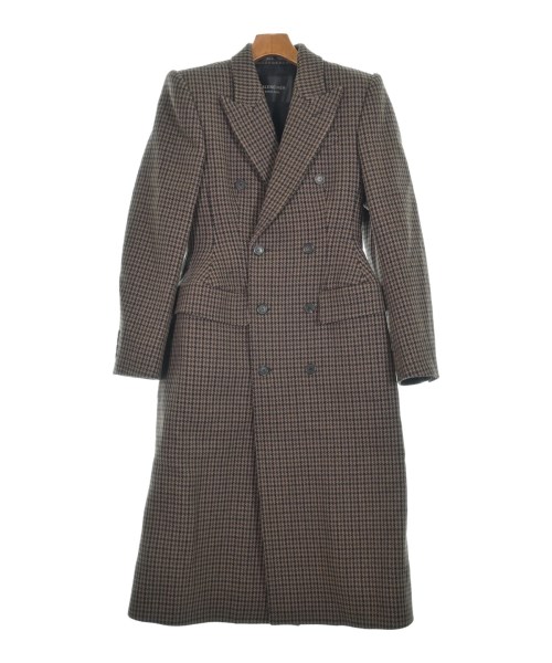 BALENCIAGA バレンシアガ チェスターコート レディース 36(XS位) 茶x黒(千鳥格子) 【中古】【古着】