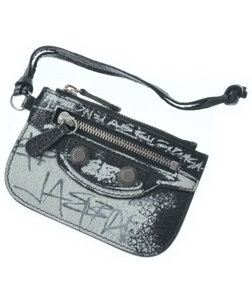 BALENCIAGA バレンシアガ 財布・コインケース メンズ - 黒xグレー(総柄) 【中古】【古着】