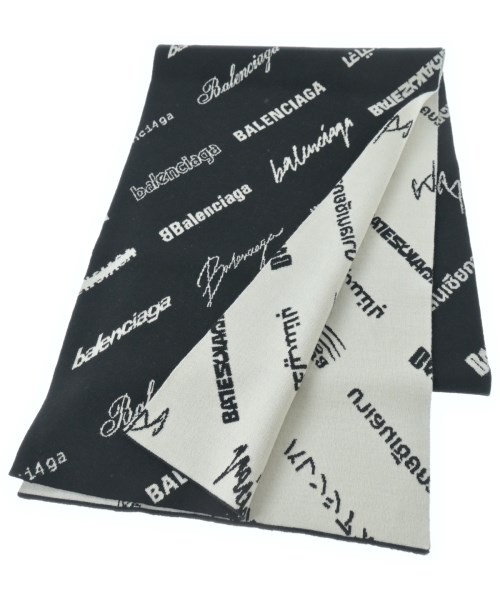 BALENCIAGA バレンシアガ マフラー メンズ - 黒x白(総柄) 【中古】【古着】