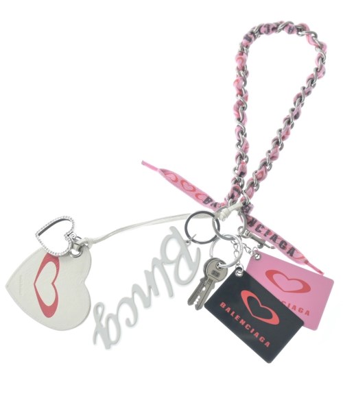 BALENCIAGA バレンシアガキーケース・キーホルダー レディース - さくら色x白【中古】【古着】