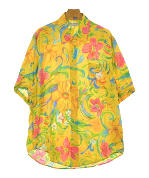 BALENCIAGA バレンシアガカジュアルシャツ メンズ 34(S位) 黄x青xサクラ色(花柄)【中古】【古着】