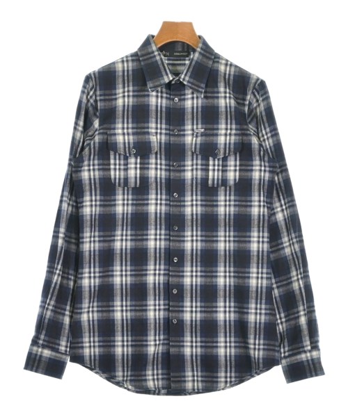 DSQUARED ディースクエアードカジュアルシャツ メンズ 48(L位) 紺x黒x白(照合のしるし)【中古】【古着】