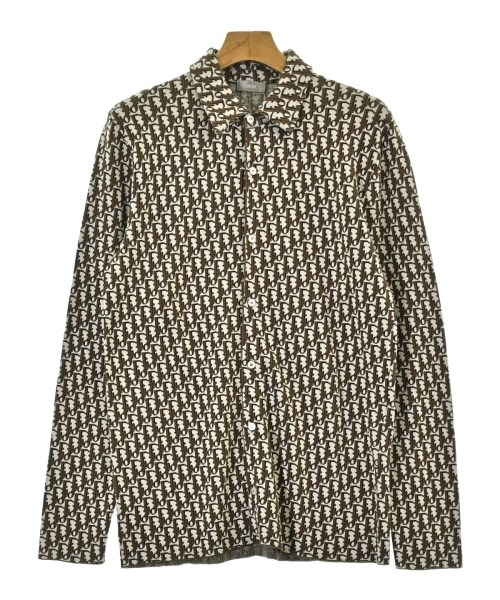 Dior Homme ディオールオムカジュアルシャツ メンズ S 茶x白(総柄)【中古】【古着】