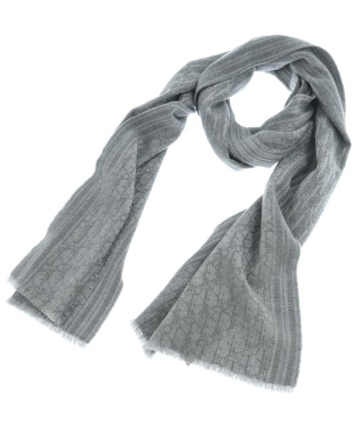 【美品】クリスチャンディオールトロッ ター総柄 ウールマフラー ブラック グレー 10004470_1.jpg