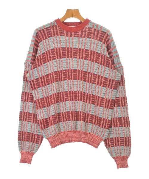 Miu Miu ミュウミュウニット・セーター メンズ -(XL位) 赤x水色xベージュ(総柄)【中古】【古着】