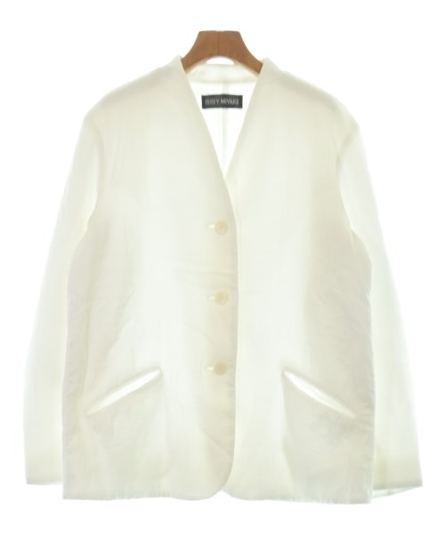 ISSEY MIYAKE イッセイミヤケ ノーカラージャケット レディース 3(L位) 白 【中古】【古着】