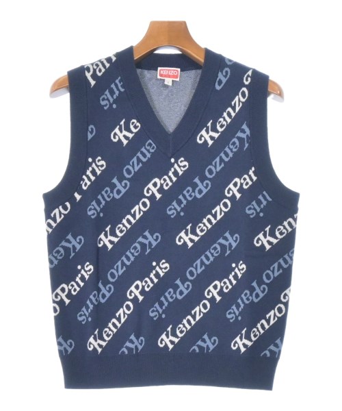 KENZO ケンゾー ベスト メンズ S 紺x白(総柄) 【中古】【古着】