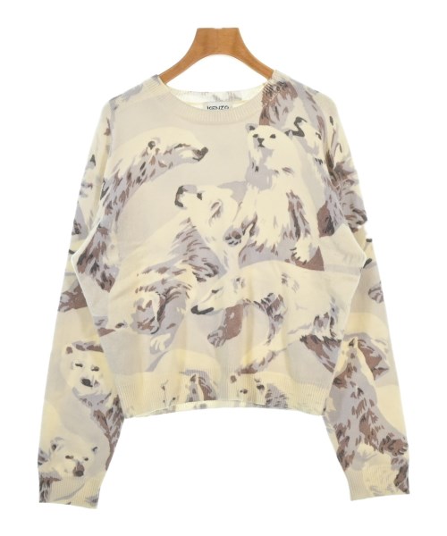 KENZO ケンゾー ニット・セーター レディース M 白xグレーベージュx茶(総柄) 【中古】【古着】