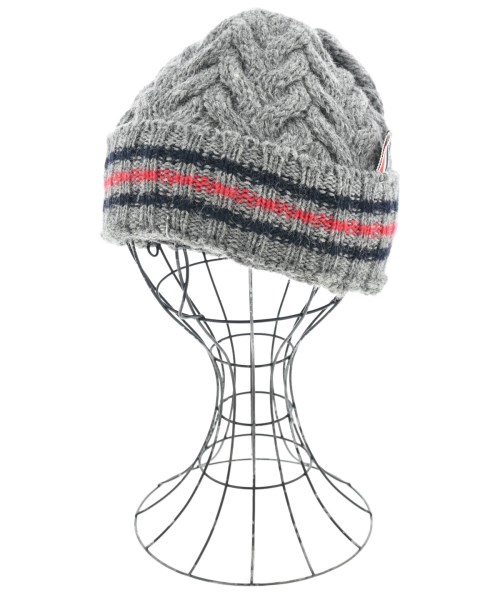 THOM BROWNE トムブラウン ニットキャップ・ビーニー メンズ - グレーx紺x赤 【中古】【古着】
