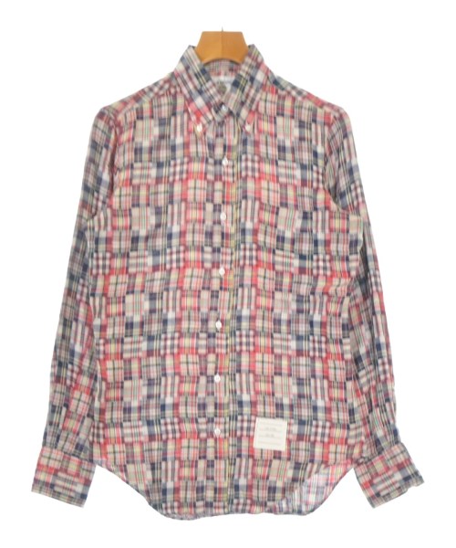THOM BROWNE トムブラウンカジュアルシャツ メンズ 1(S位) 赤x象牙色x紺等(読み合わせる)【中古】【古着】