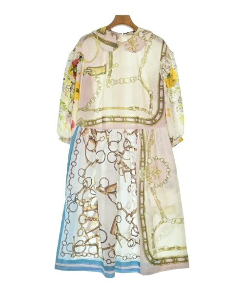COMME des GARCONS GIRL コムデギャルソンガールワンピース レディース S 白系xサクラ色x緑等(総柄)【中古】【古着】