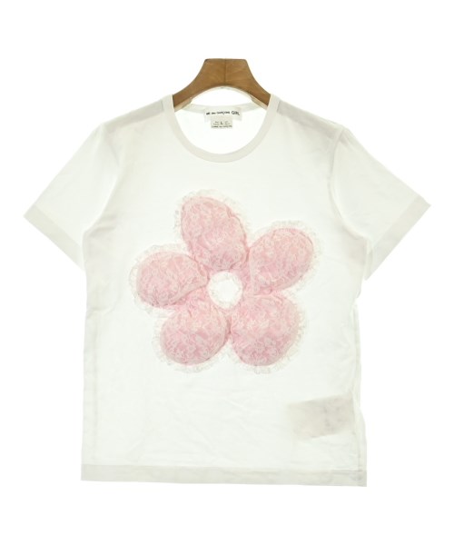 COMME des GARCONS GIRL コムデギャルソンガールティーシャツ・カットソー レディース L 白xサクラ色【中古】【古着】 トップス-Tシャツ・カットソー-レディースファッション