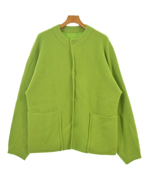 HOMME PLISSE オムプリッセ カーディガン メンズ -(XL位) 黄緑 【中古】【古着】