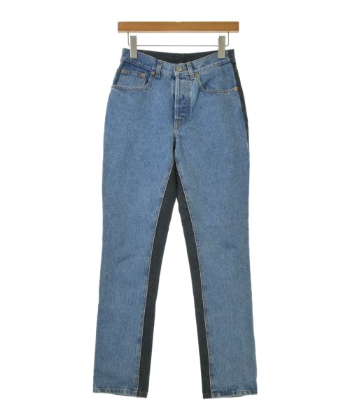 VETEMENTS ヴェトモン デニムパンツ レディース XS 青x黒(デニム) 【中古】【古着】