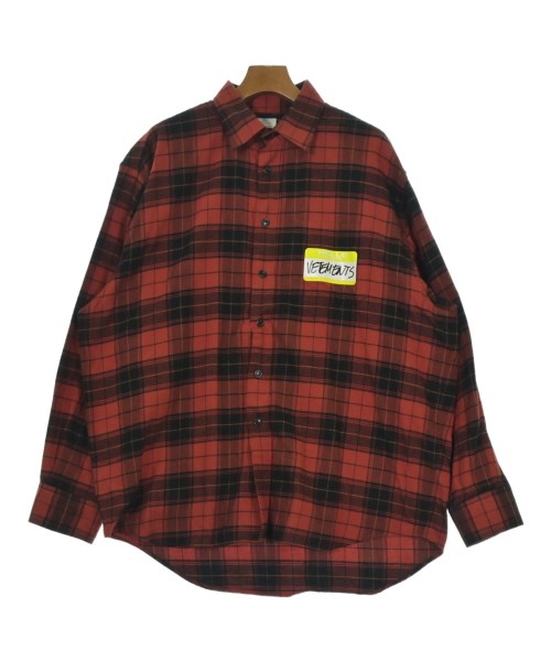 VETEMENTS ヴェトモン カジュアルシャツ メンズ S 赤系x黒(チェック) 【中古】【古着】