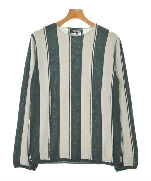 COMME des GARCONS HOMME DEUX コムデギャルソンオムドゥ ニット・セーター メンズ S グレーベージュx緑(ストライプ) 【中古】【古着】