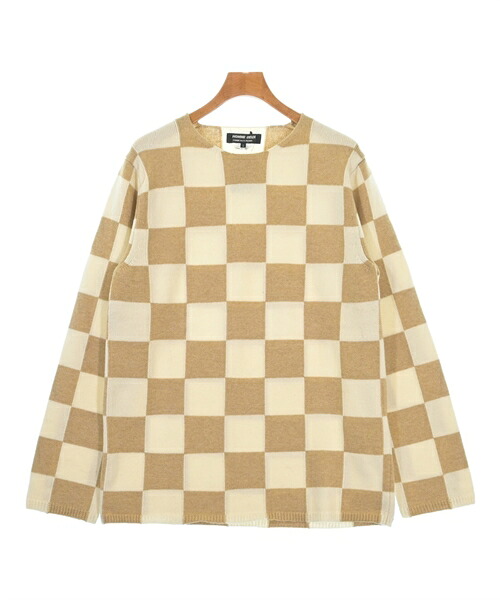 COMME des GARCONS HOMME DEUX コムデギャルソンオムドゥ ニット・セーター メンズ L 白xベージュ(チェック) 【中古】【古着】