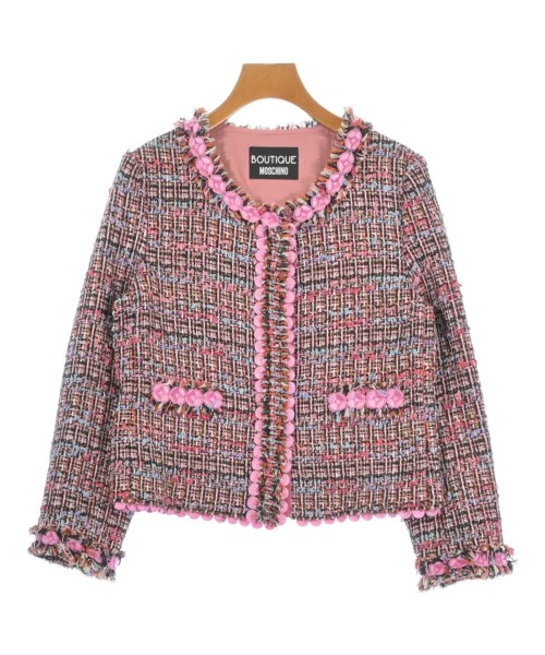BOUTIQUE MOSCHINO ブティックモスキーノノーカラージャケット レディース 38(S位) サクラ色x水色x黒等【中古】【古着】