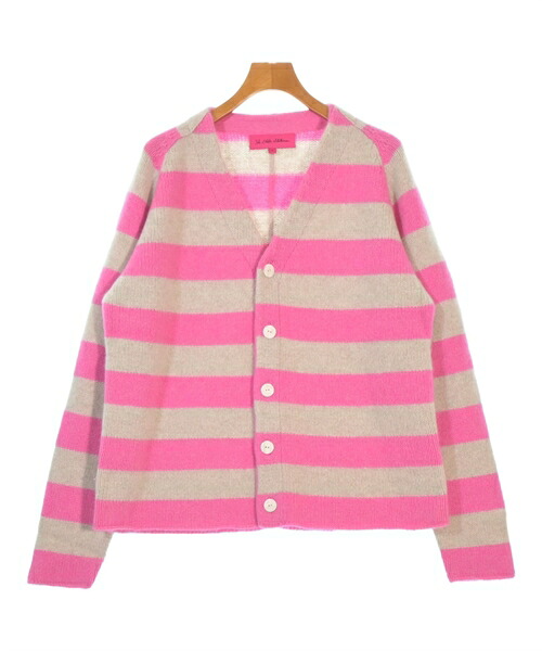 The Elder Statesman ジエルダーステイツマン カーディガン メンズ S ピンクxベージュ(ボーダー) 【中古】【古着】
