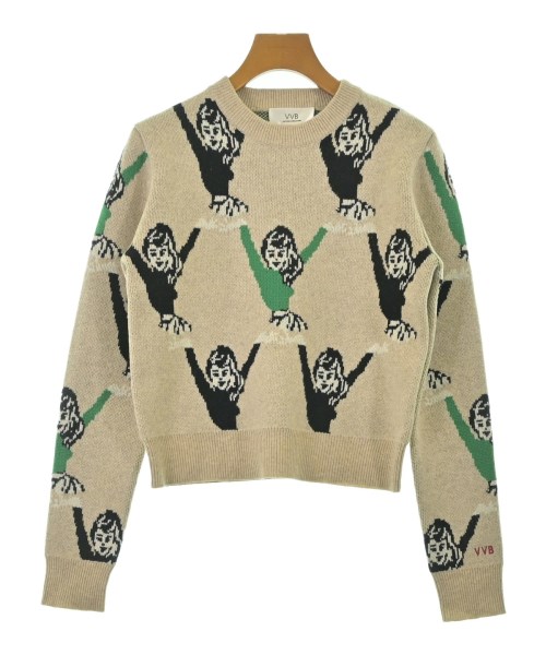 Victoria Victoria Beckham ヴィクトリアヴィクトリアベッカム ニット・セーター レディース XS ベージュx黒x緑(総柄) 【中古】【古着】
