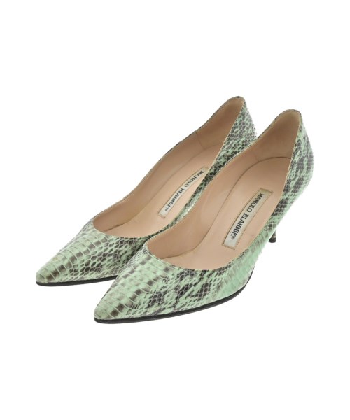MANOLO BLAHNIK マノロ　ブラニク パンプス レディース 35 1/2(22cm位) 黄緑系x茶系(パイソン) 【中古】【古着】