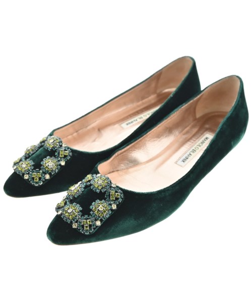 MANOLO BLAHNIK マノロ ブラニクバレエシューズ/歌劇場シューズ レディース 37 1/2(24珊位) 緑【中古】【古着】