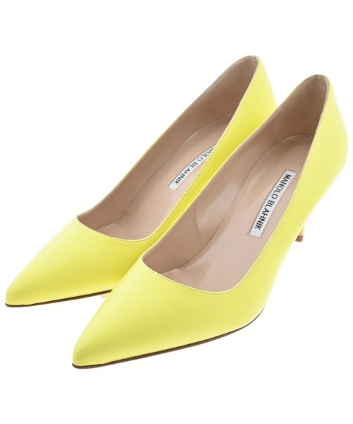 MANOLO BLAHNIK マノロ ブラニクパンプス レディース EU37 1/2(24珊位) 黄【中古】【古着】